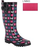 Capelli New York Shiny Skulls Dots Printed Ladies Rain Boots Black Combo 9