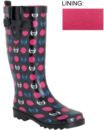 Capelli New York Shiny Skulls Dots Printed Ladies Rain Boots product image