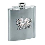 Welsh Dragon 8oz Stainless Steel Hip Flask