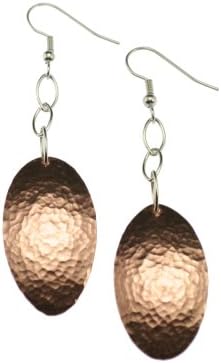 Oval Hammered Copper Earrings by John S Brana Handmade Jewelry - High-quality Durable Copper - Lightweight - Anti-tarnish Lifetime Guarantee