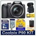 Nikon Coolpix P90 Kit with 8GB SD, Reader, Battery, Case & More