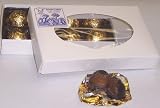Scott's Cakes 1/2 Pound Dark Chocolate Covered Caramels in a White Gourmet Box