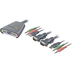 Belkin 2-Port KVM Switch with Audio Support and Built-In Cabling (USB, F1DL102U)
