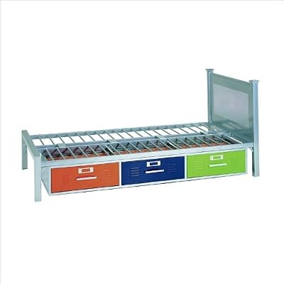 American Furniture Alliance Locker Twin Bed with 3 Drawers, Multicolor