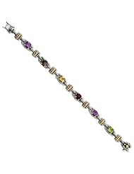 Sterling Silver with 14k Yellow Gold 4.30tw Multi Gemstone 7.5in Bracelet