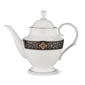 Lenox Vintage Jewel Platinum Banded Bone China Teapot by Lenox