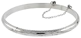 Sterling Silver Floral Engraved Thin Bangle, over 3/16 (5mm) Thin