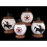 4PC CANISTER SET COWBOY,WESTERN DECOR 