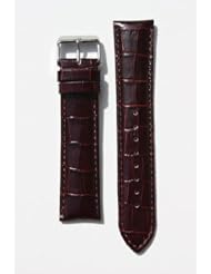 22mm Long Brown Heavy Polished Padded Alligator Grain