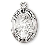 Sterling Silver Saint Stephen Medal and 18-inch Chain
