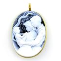 14K Yellow Gold Oval Cameo Young Family and NewBorn Pendant - 1 1/4" x 7/8"