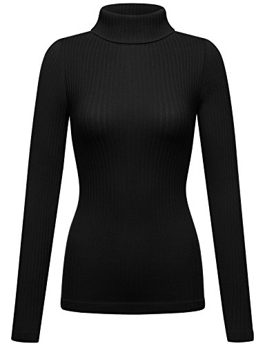 FPT Womens Stretchy Slim Fit Ribbed Long Sleeve Turtleneck