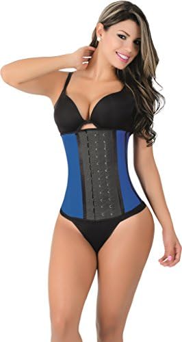 CT2023 Blue Latex Cincher Corset Shapewear with 3 Hooks - Faja Latex Body Shaper