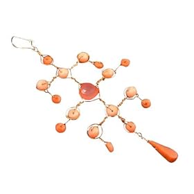 Pink and Coral Chalcedony Grid Earrings