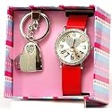 Reflex 1014315S - Montre Fille - Quartz Analogique - Bracelet rouge - cadran argent&eacute; - Porte-cl&eacute; - Bo&icirc;te &agrave; cadeaux