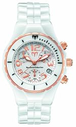 TechnoMarine Women's 208020 MoonSun Ceramic Mini Gold-Plated White Watch