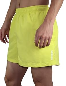 Reebok Mens High Performance Athletic Sports Shorts with Brief Lining XL Yellow