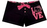 Hello Kitty Love Embroidered Black Sleep Shorts for women