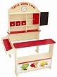 Roba 92802 - Verkaufsstand mit Verkaufsregal, Frontablage und Tafel, 3 Holzschubladen, Schichtholz natur und MDF, farbig lackiert, H: 113 cm, B: 103 cm T: 75 cm,1 Schiebet�re, seitliche Theke und Uhr