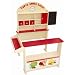 Roba 92802 - Verkaufsstand mit Verkaufsregal, Frontablage und Tafel, 3 Holzschubladen, Schichtholz natur und MDF, farbig lackiert, H: 113 cm, B: 103 cm T: 75 cm,1 Schiebet�re, seitliche Theke und Uhr
