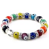 Bling Jewelry 10mm Multicolor Beads Swarovski Evil Eye Stretch Bracelet