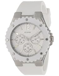 GUESS Womens U10657L1 Carbon-Fiber Inspired White & Silver-Tone Sport Watch