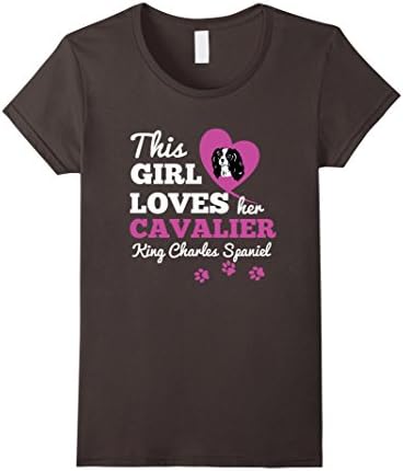 Women's Cavalier King Charles Spaniel Shirt. This Girl Loves Her Cav Small Asphalt
