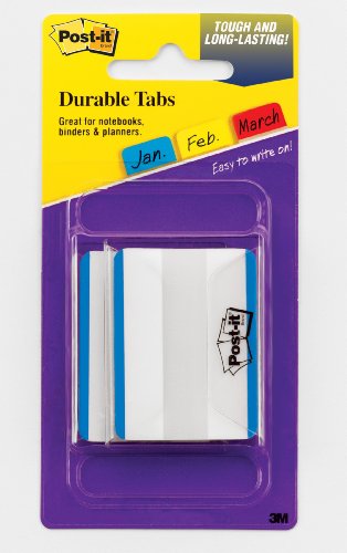 Post-it® Durable Filing Tabs, 2 Inches, Ideal For Binders and File Folders, Blue, 50 per Pack