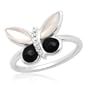 10k White Gold Mother-of-Pearl & Onyx Butterfly Ring, Size 7