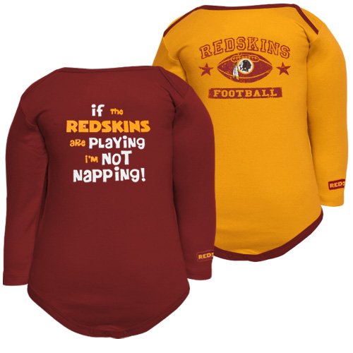 Gerber Washington Redskins Infant Burgundy-Gold Gametime 2-Pack Long Sleeve Creeper Set (3-6 Months)