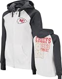 NFL Women's Kansas City Chiefs Sport Princess Long Sleeve Raglan Full-Zip Fleece Hoodie (White/Charcoal Heather, Medium) at Amazon.com