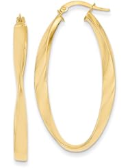 Genuine 14k Yellow Gold Oval Hoop Earrings 2.7 Grams of Gold