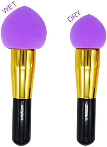 Akago® Non Latex Cosmetic Make Up Liquid Cream Brushes Kit Beauty Sponge Brush Set of 3 Different Shape Handled Brush Set (Large, Purple)