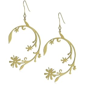Monserat De Lucca Brass Floral Circle Tendril Earrings