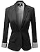 Women's Solid Long Sleeves One Button Closure Side Pocket Inner Stripe Blazer
