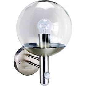 Byron Elro RVS46LA E27 Bulb Stainless Steel Wall Light with PIR Motion Detector and LED Twilight,25w