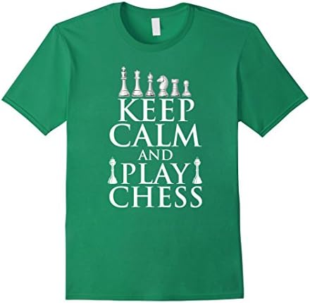 Men's Keep Calm Play Chess T-Shirt for Board Game Geek and Nerd Medium Kelly Green