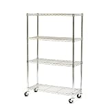 Seville Classics SHE15363 14-Inch by 36-Inch by 54-Inch Dura Style Shelves with Wheels, Chrome (Kitchen)
