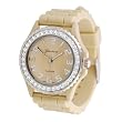 Geneva Platinum CZ Accented Silicone Link Watch, Large Face
