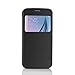 Galaxy S6 Edge Case, Pasonomi® [Smart Window View] Samsung Galaxy S6 Edge Folio Wallet Case - Slim Flip Leather Case for Samsung Galaxy S6 Edge Smartphone (Black)