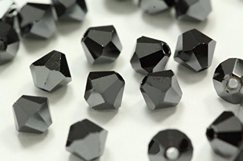 50 Jet Hematite 4mm Genuine Preciosa Czech Crystal Faceted Bi-Cone Beads Great Alternative For Swarovski Elements 5301