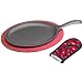 Lodge Cast Iron Fajita Set with Wooden Underliner, Chili Pepper Red