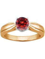 0.80 Ct Round Cognac Red SI1/SI2 Diamond 14K Yellow Gold Ring