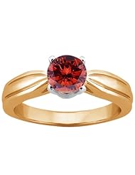 1.10 Ct Round Cognac Red SI1/SI2 Diamond 14K Yellow Gold Ring