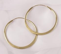 Hammered Brass Hoop Earrings - 1.25 inch