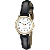 Timex Women's T2H341 Easy Reader Black Leather Strap Watch