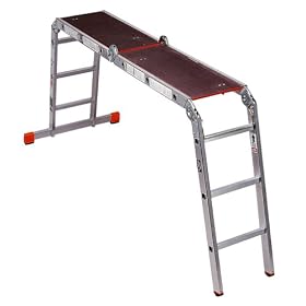 ClimbTek CT412 Four-Section 300-Pound Duty Rating Aluminum Articulating Ladder, 12-Foot