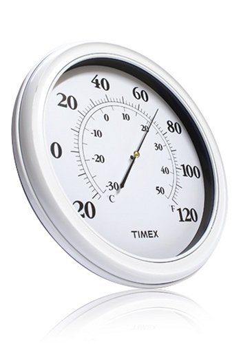Timex TX3000-1 11.06-Inch Patio Thermometer with Glass Lens and PVC Dial (White)