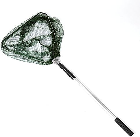 Triangular Brail Folding Fishing Net Landing Nets Aluminum 3 Section Extending Handle Pole