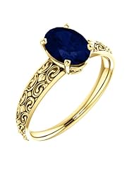 18K Yellow Gold 8.00x6.00mm Oval Cut Sapphire Ring -- LIFETIME WARRANTY